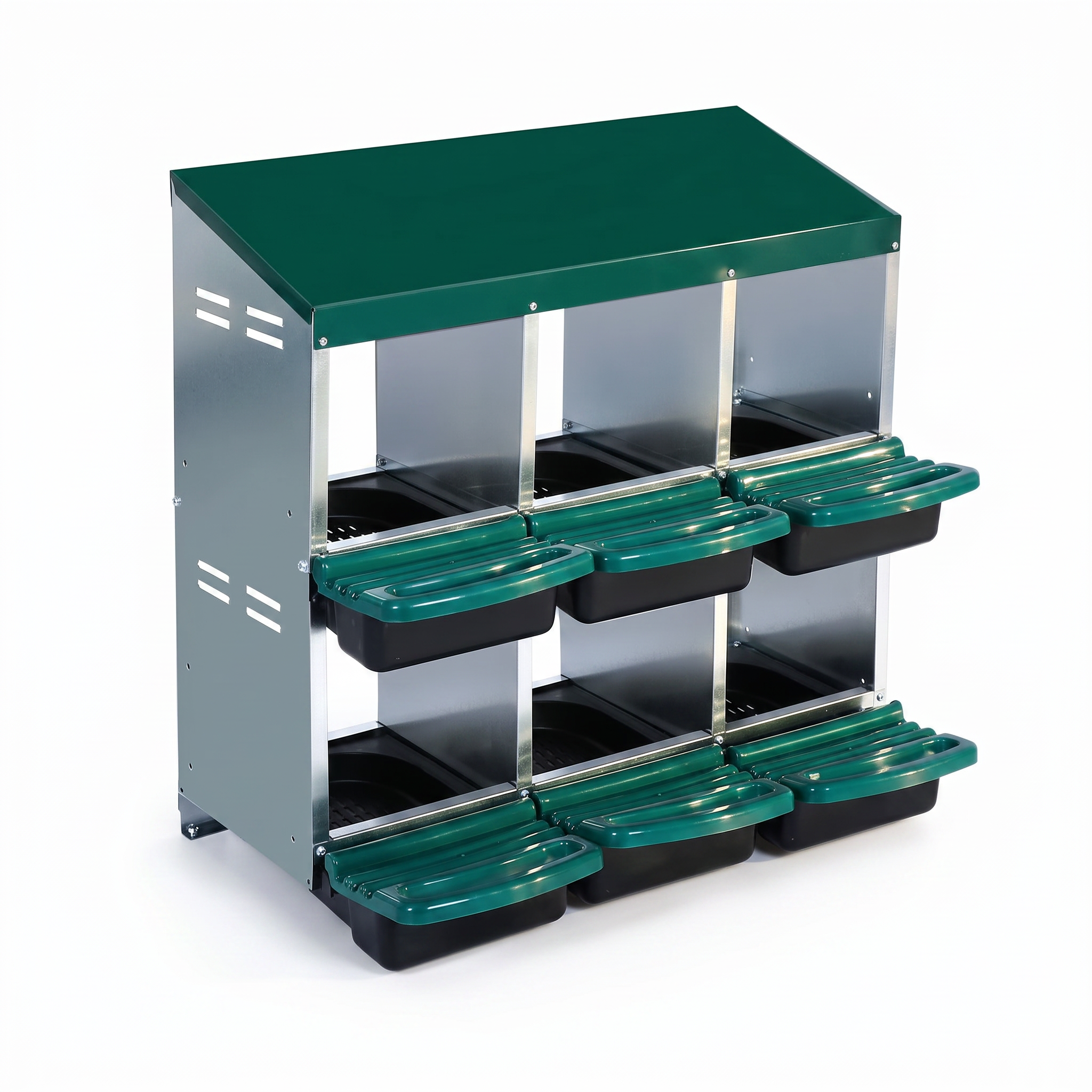 Pondoir CLARIS Nidum 6 cases en acier galvanisé, vue d'ensemble